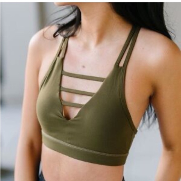 ZYIA Other - ZYIA Grid Olive Green Active Bra